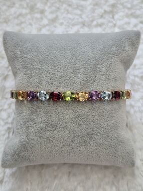 18k Gold Vermeil Multi-Color Gemstone Tennis Bracelet